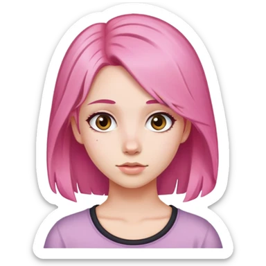 Young girl with pink hair and a brunette girl  sticker
