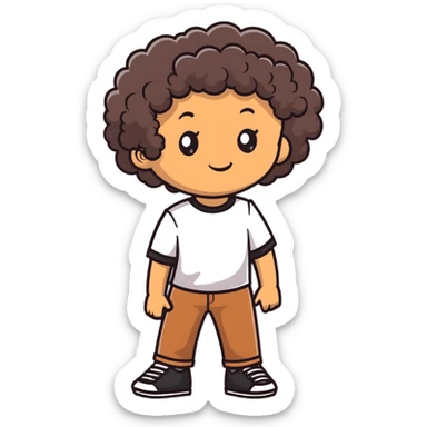 tan teenager with curly dark brown hair sticker