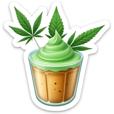frozen dessert with cannabis leaf sticker