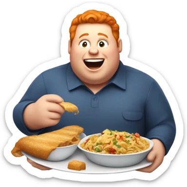 Fat Ginger Man eating food sticker