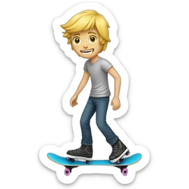 Homme blond sur un skate sticker