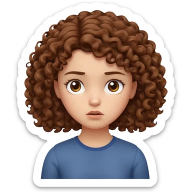 a girl with curly hair going “hmmph” and moving her head left in a cute grumpy way sticker