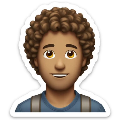 A guy with brown curly hair kissing sticker