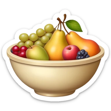 vintage  beige andbowl of fruit sticker