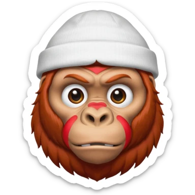 red haired gorilla head with white beanie, no text, facing slightly left sticker