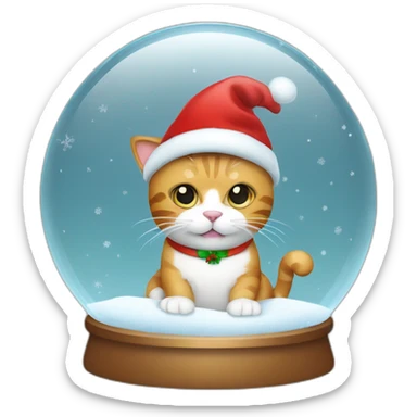 cat with christmas hat in snowglobe sticker