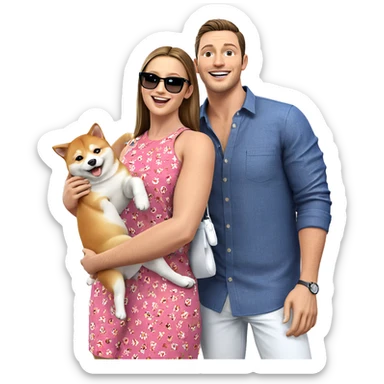 happy moment with shiba inu sticker