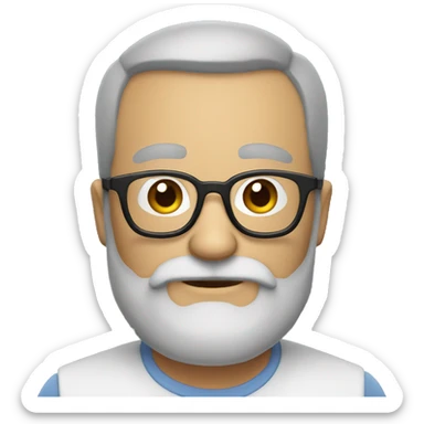 A 50ish nerd with grey beard, bold head and round glasses sticker