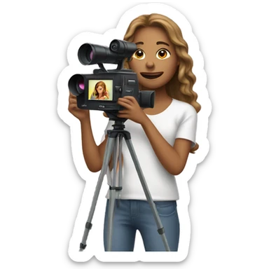 Girl filming with a vhs camera  sticker