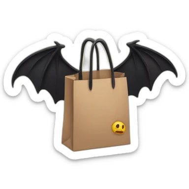 shopping bag with bat wings sticker