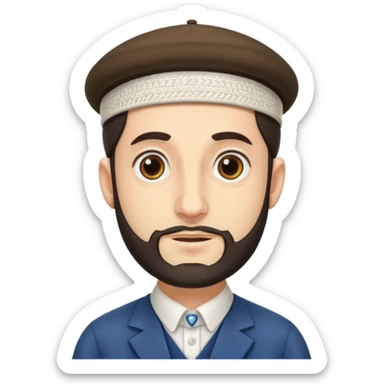 Jewish man with long side burns with kippah sticker