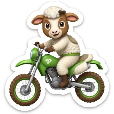 cartoon sheep on a dirt bike jumping sticker