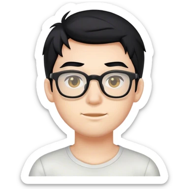 gamer boy with black hair and glasses sticker