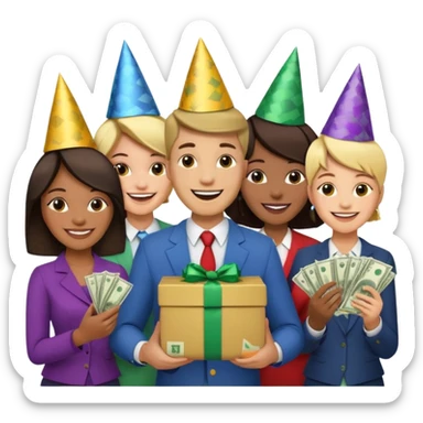 group of people who just won money sticker