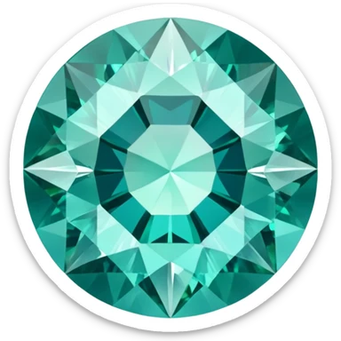 Round cut grandidierite gemstone with blue-green color and brilliant facets sticker