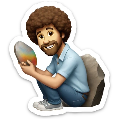 Bob Ross kissing the rock sticker