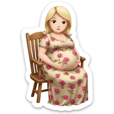 very heavily pregnant overdue woman with super  huge round belly sticker