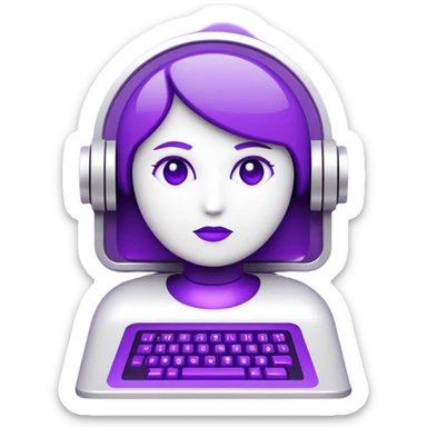 A futuristic terminal prompt colored purple ascii characters retro style sticker