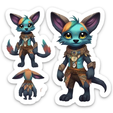 cute Kawaii edgy fantasy animal fursona Fionbri creature by griffsnuff & LiLaiRa & Falvie with exotic colors full body sticker