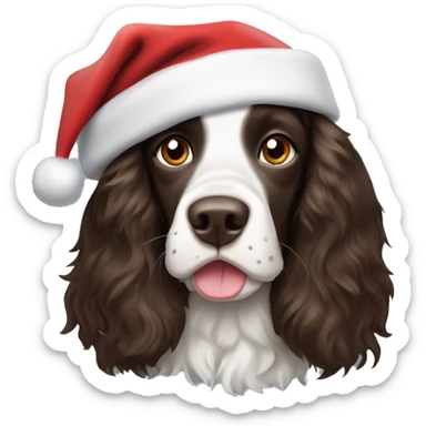 Springer spaniel with Santa hat sticker