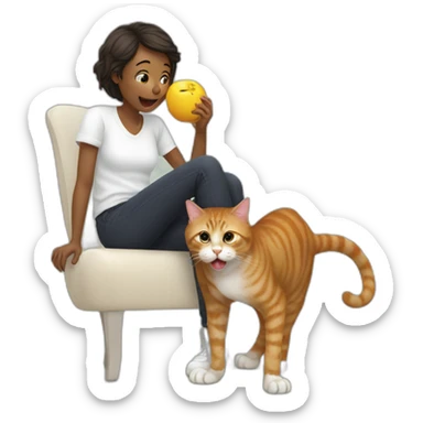 Cat licking owners leg sticker