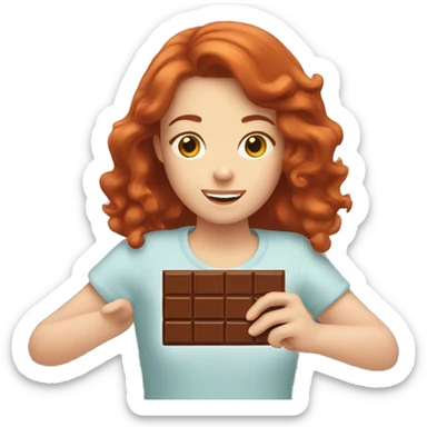 A red-haired girl with a chocolate bar in her hands sticker