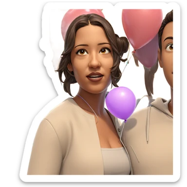 girl and boy with balloon sticker