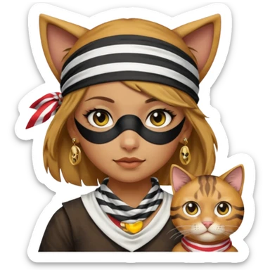 pirate girl with cat face sticker