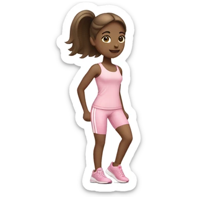 Girl exercising with light pink clothes sticker