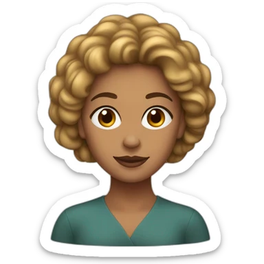 Mujer blanca con pelo corto castaño y pendientes grandes sticker