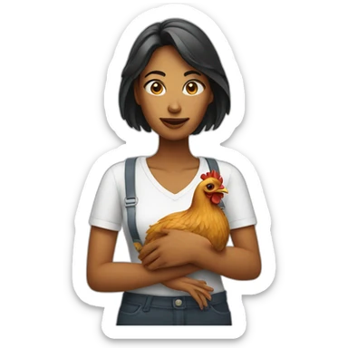 woman with chicken head sticker