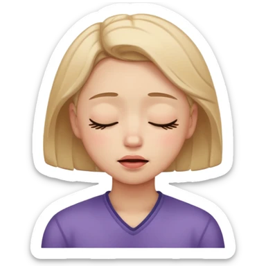 embarrassed, blushing, with closed eyes, and shaped like a traditional emoji sticker