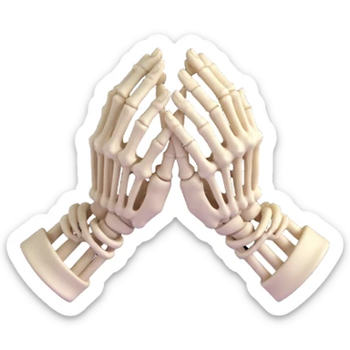 praying skeleton hands, 3D style, dramatic lighting, hands together sticker