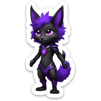 Anthro-Edgy-Cool-Black-Purple-Contrast-Colors-Fantasy-Fur-Sona-Chibi-Shiny-Fakémon-Hybrid full body sticker