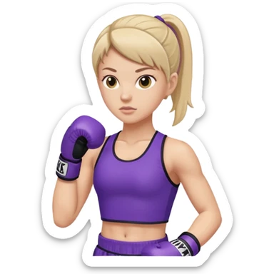 a white girl in  purple gear kickboxing sticker
