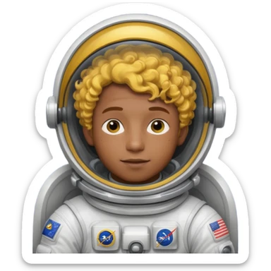 Astronauts, Young, male, dark skin, yellow curly hair sticker