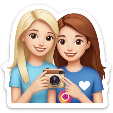 Best friends forever with Instagram logo, hashtag BFF, social media icons sticker