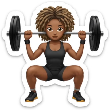 Black girl with locs squatting a barbell sticker