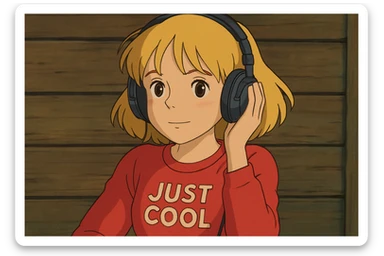 A girl yellow hair brown eyes red Just Cool Women's Long Sleeve Cool T-Shirt listen to the ear sticker