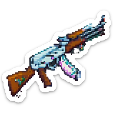 pixel art AK-47 assault rifle sticker