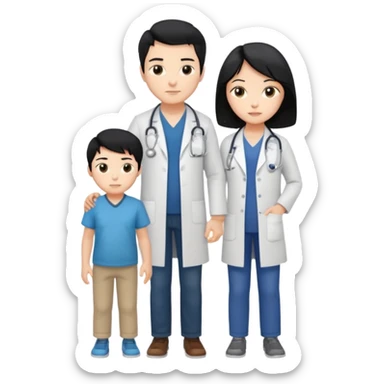 doctor black hair with a kid with casual clothes sticker