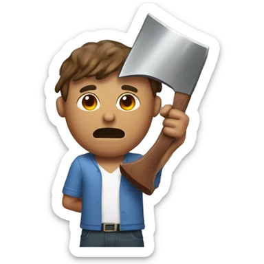 Guy holding axe dripping in red sauce sticker