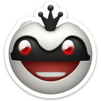 Black smiley face with red eyes and crown sticker