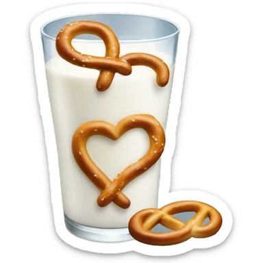 A glass of milk with a pretzel sticker