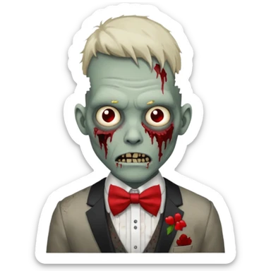 zombie with red bow tie sticker