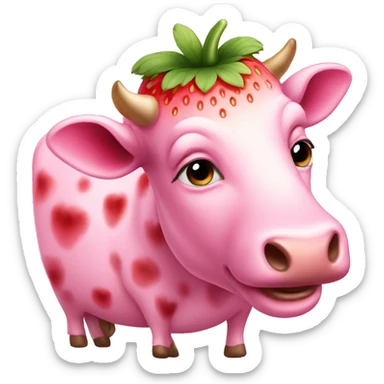 Pink strawberry cow sticker