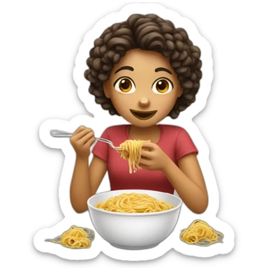 Girl eats spagheti sticker