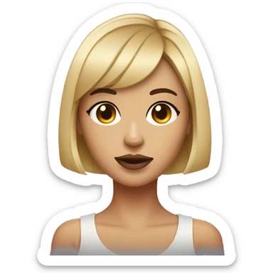 can i have a bitches looking emoji with a girl with lip filler and botoxed features side eying she also had a bob with bangs sticker