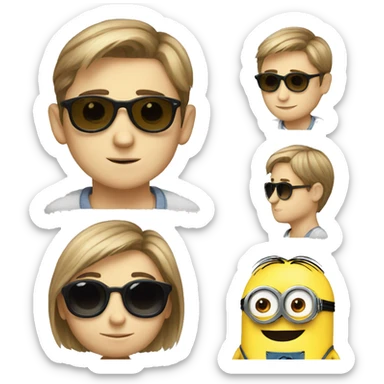 white boy with sunglasses and a minion sticker