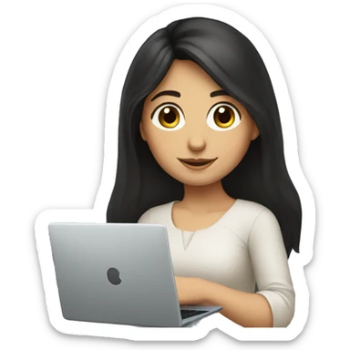 armenian girl with dark hair with her laptop sticker